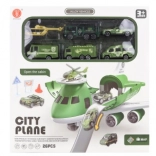 Avion avec garage pliable et petites voitures militaires