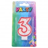 Bougie de fête numéro 3 rouge