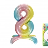 Ballon en feuille chiffre 8 arc-en-ciel 80 cm