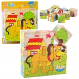 Puzzle en cubes en bois ferme – 6 images d’animaux