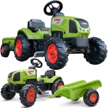 Falk tracteur Claas vert à pédales avec remorque et klaxon pour enfants à partir de 2 ans