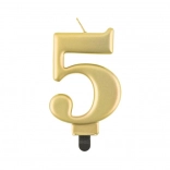 Bougie de gâteau dorée numéro 5