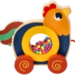 Jouet à tirer en bois Coq Cocorico