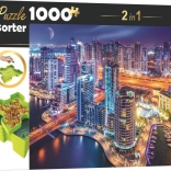 Puzzle Trefl avec trieur 2-en-1 Dubaï de nuit 1000 pièces