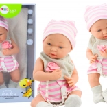 Poupon en Tissu en Tenue Blanc-Rose avec Bonnet et Sucette