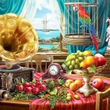 Puzzle Nature morte avec fruits et gramophone 1000 pièces