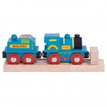 Locomotive bleue avec tender et 2 rails de Bigjigs Rail