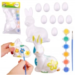 Coffret de Pâques œufs en polystyrène et figurine de lapin avec peintures