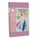 Kit créatif pour fabriquer des bijoux – perles japonaises et boucles d’oreilles à plumes