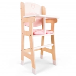 Chaise haute en bois pour poupées avec coussin