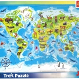 TREFL Puzzle Carte du monde avec animaux 25 pièces