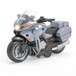 Moto de course grise avec fonction à rétrofriction