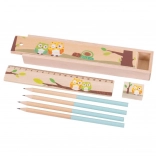 Trousse en bois avec petites chouettes Bigjigs Toys – bleu