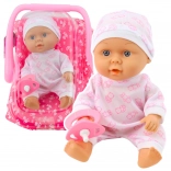 Poupée Bébé avec Porte-bébé Pyjama Bonnet Tétine Rose