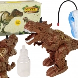 Dinosaure RC avec vapeur, projecteur et effets sonores et lumineux – marron