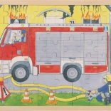 Puzzle en bois multicouches pompiers au travail 59 pièces GOKI