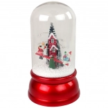 Boule de Noël en verre avec neige et PÈRE NOËL, rouge, LED et musique