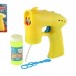 Pistolet à bulles jaune avec recharge, plastique 13 cm