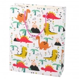 Sac cadeau avec dinosaures, motif à carreaux, 32 × 26 × 10 cm