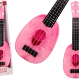 Ukulélé pour enfants Mini guitare 4 cordes motif pêche rose