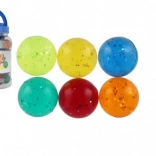 Balle rebondissante colorée avec paillettes