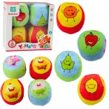 Set de balles souples pour bébé – motifs de fruits, 4 pcs