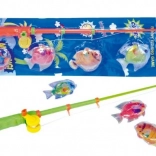 Jeu de pêche magnétique avec poissons en plastique et canne