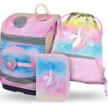 Set 3 BAAGL Zippy plus Rainbow Unicorn : cartable, trousse et sac