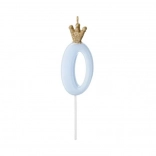 Bougie d'anniversaire avec couronne en bleu - chiffre 0