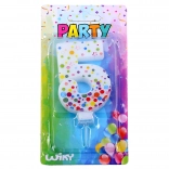 Bougie de fête numéro 5 à pois