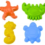 Moules de mer pour sable, ensemble de 4 pcs: crabe, tortue, étoile de mer, hippocampe - jaune, vert