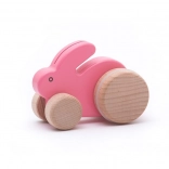 Bajo petit lapin en bois rose à tenir en main