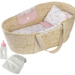 Couffin de Moïse pour poupées Llorens avec parure de lit et accessoires