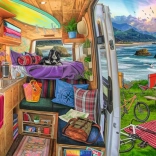 RAVENSBURGER puzzle vue depuis le camping-car XXL 500 pièces