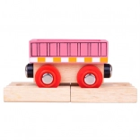 Wagon rose BIGJIGS RAIL avec attelages magnétiques et 2 rails en bois