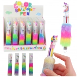 Stylo multicolore scolaire et de bureau avec licorne et fourrure colorée