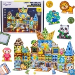 Woopie – jeu de construction 3D magnétique lumineux – monde des animaux, 124 pièces