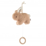 Jouet musical suspendu lapin avec anneau en bois