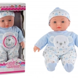 Poupée Bébé Pyjama bleu avec bonnet ourson Sons