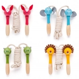Cordes à sauter pour enfants avec poignées animales en bois