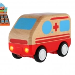 Ambulance en bois à friction 11 cm pour enfants 18 mois+