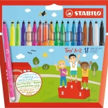 Feutres STABILO Trio A‑Z – set de 18 couleurs