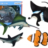 Set de figurines d’animaux marins requin dauphin raie 5 pièces