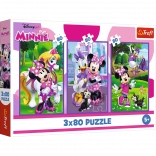 Puzzle 3x80 Minnie et ses amis de Disney Trefl