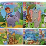 Coloriages avec autocollants – peinture par numéros, 5 feuilles et 2 planches d’autocollants