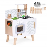 Cuisine rétro en bois pour enfants avec four, brûleurs et évier ECOTOYS