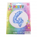 Ballon gonflable chiffre 4 bleu avec petites étoiles