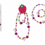 Ensemble de bijoux pour enfants : collier et bracelet en perles à motif licorne