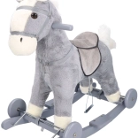 Cheval à bascule 2-en-1 avec roulettes – peluche grise
