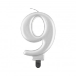 Bougie de gâteau argentée numéro 9